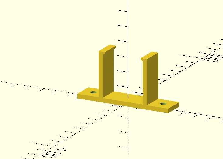 OpenSCAD render of the first clamp design